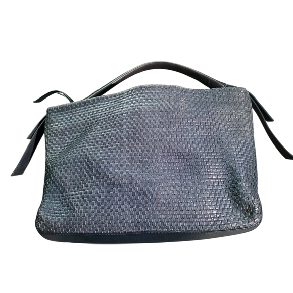 #84 Cole Haan Bethany Blue Woven Hobo Bag - Picture 4 of 12